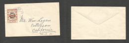YEMEN. 1952 (15 Oct) Hodeida - USA, CA, Patterson. Ovptd Issue 2 Bogdas. Single Fkd Unsealed Env. SALE. - Yémen