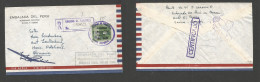 VENEZUELA. 1956 (18 March) Caracas - Germany, Bat Leutenberg. Peru Consular Mail. Ovptd Issue. Registered Special Rate S - Venezuela