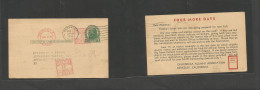 USA - Stationery. 1939 (June 7) Berkely, CA - Palestine, Jerusalem UX 27. 1c Green Stat Card + Adtl Meter Paid Twice 1c  - Other & Unclassified