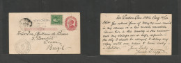 USA - Stationery. 1915 (Aug 12) New Garden, Conn - Brazil, Ceara (26 Sept) 1c Red Stat Card + 1c Green Adtl, Tied Rollin - Other & Unclassified