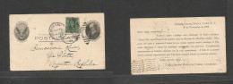USA - Stationery. 1905 (Nov 25) Seneca Falls, NY - Argentina, La Plata. 1c Black Mc Kinley Stat Card + 1c Green Adtl, Ti - Other & Unclassified