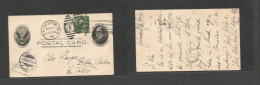 USA - Stationery. 1902 (17 Sept) Galveztown, Tex - USA, Zittan (1 Oct) 1c Black Stt Card. Mc Kingley + 1c Green Adtl Sma - Sonstige & Ohne Zuordnung