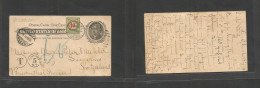 USA - Stationery. 1901 (Aug 3) Lin 0, Inn - Switzerland, Luzern (16 Aug) 1c Black Stat Card, Taxed / Insuff + Swiss P. D - Other & Unclassified