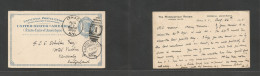 USA - Stationery. 1895 (Aug 26) Ithaca, NY - Switzerland, Kandersteg (7 Sept) 2c Blue Stat Card, VF Used + Arrival On Fr - Otros & Sin Clasificación