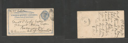 USA - Stationery. 1891 (17 Febr) Brooklyn - Colombia, Barranquilla. 2c Blue Stat Card, Endorsed Per "SS Arlsa" Ship Name - Other & Unclassified