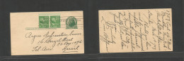 USA - Prexies. 1949 (1 March) NYC - Israel, Tel Aviv 1c Green Stat Card + 2 Adtls, 1c Green, Tied Rolling Cachet At 3c R - Other & Unclassified