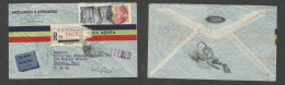 URUGUAY. 1948 (10 May) Mont - USA, PA, Hamburg (14-15 May) Registered Air Multifkd Color Comercial Illustrated Envelope  - Uruguay