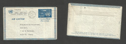 UNITED NATIONS. 1954 (6 Feb) NY - France, Paris. 10c Blue Airletter Sheet Stationary. Fine Used. SALE. - Other & Unclassified