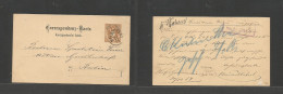 UKRAINE. 1884 (30 Dec) Austrian PO, Halbstadt - Germany, Berlin. 2kr Brown Stat Card, Czech Text. Fine. SALE. - Ucrania