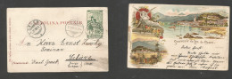 Switzerland - XX. 1900 (21 Dec) Chiasso - Schierg (21 Dec) Como Color Lithocard 5c UPU Green Fkd Card. SALE. - Other & Unclassified