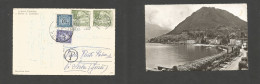 SWITZERLAND. 1953 (14 Aug) Lugano - Italy, Forli (19 Aug) Multifkd Ppc + Taxed + Italian P. Dues, Tied. Fine Comb. SALE. - Other & Unclassified
