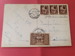 Monaco / Italie  - Taxe De Monte Carlo Sur Carte Postale D'Italie En 1951  - Réf 3548 - Cartas & Documentos