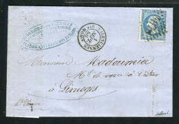 Rare Lettre De Valenciennes Pour Limoges ( 1866 ) - Cachet à Date Valenciennes Boîte Mobile - 1849-1876: Klassieke Periode