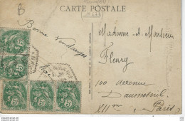 Bloc Timbres BLANC Obliteres Cachet De Forme Hexagonale  CP Cordes ( Tarn Et Garonne ) A Paris - 1877-1920: Periodo Semi Moderno