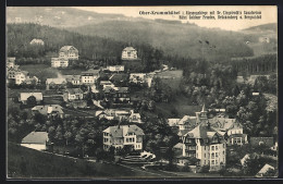 AK Ober-Krummhübel I. Riesengebirge, Teilansicht Mit Hotel Goldner Frieden Und Dr. Ziegelroths Sanatorium  - Schlesien