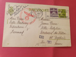 Danemark  - Entier Postal + Complément De Copenhague Pour La France En 1942 Avec Contrôle Allemand - Réf 3551 - Entiers Postaux