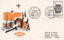 PRIMER VUELO   MALAGA- BRUSELAS 1962  SABENA - Cartas & Documentos