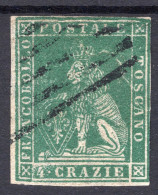 CR.4 VERDE STAMPA TIPOGRAFICA  SASS.14  CON DUE OTTIMI MARGINI USATO  FIRMATO PERITO CV 325+++ - Tuscany