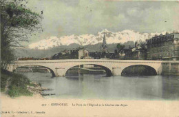 38 - Grenoble - Le Pont De L'Hôpital Et La Chaîne Des Alpes - CPA - Oblitération Ronde De 1908 - Voir Scans Recto-Verso - Grenoble