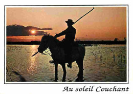 Animaux - Chevaux - Camargue - Coucher De Soleil - Gardians - Voir Scans Recto Verso  - Caballos