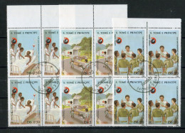 "SAO TOME UND PRINCIPE" 1988, Mi. 1072-1074 "Rotes Kreuz" 4er-Blocks Gestempelt (B1221) - Sao Tome And Principe