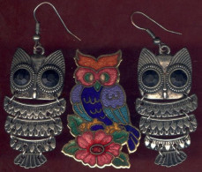 ** LOT  BOUCLES  D' OREILLES  +  BROCHE  CHOUETTE - HIBOUX ** - Vogels - Uilen