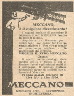 MECCANO è Il Migliore Divertimento - Pubblicità Del 1930 - Old Advertising - Pubblicitari