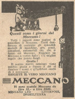 MECCANO è Il Migliore Divertimento - Pubblicità Del 1930 - Old Advertising - Pubblicitari