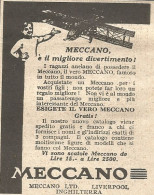 MECCANO è Il Migliore Divertimento - Pubblicità Del 1930 - Old Advertising - Pubblicitari
