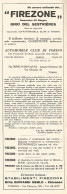 Collaudo Del FIREZONE - Giro Del Sestrières - Pubblicità Del 1929 - Advert - Reclame