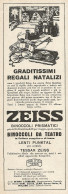 Binoccoli ZEISS - Graditissimi Regali Natalizi - Pubblicità Del 1927 - Ad - Publicidad