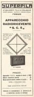 SUPERPILA - Radio Ricevente S. C. 5 - Pubblicità Del 1929 - Vintage Advert - Advertising
