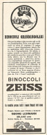 Binoccoli Grandangolari ZEISS - Pubblicità Del 1929 - Vintage Advertising - Publicidad