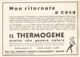 Thermogéne - Ovatta Che Genera Calore - Pubblicità Del 1937 - Old Advert - Publicités