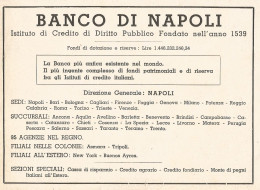 Banco Di Napoli - Pubblicità Del 1937 - Old Advertising - Publicités