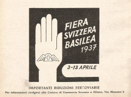 Fiera Svizzera Basilea - Pubblicità Del 1937 - Old Advertising - Publicités