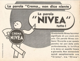 Crema NIVEA - La Parola Crema Non Dice... - Pubblicità Del 1937 - Old Ad - Reclame