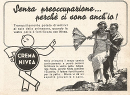 Crema NIVEA - Senza Preoccupazione... - Pubblicità Del 1937 - Old Advert - Publicités