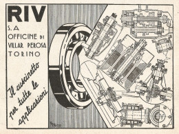 Cuscinetti RIV - Illustrazione - Pubblicità Del 1937 - Old Advertising - Publicités