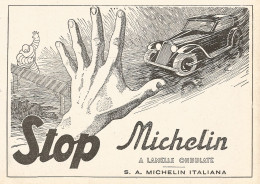 Pneumatici Stop Michelin - Illustrazione - Pubblicità Del 1937 - Old Ad - Publicités