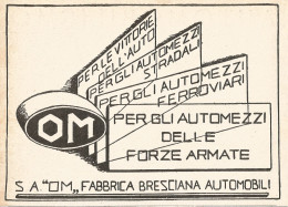 OM Per Automezzi Ferroviari - Pubblicità Del 1937 - Old Advertising - Publicités