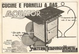 Cucine E Fornelli A Gas AEQUATOR - Pubblicità Del 1937 - Old Advertising - Publicités