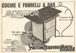 Cucine E Fornelli A Gas AEQUATOR - Pubblicità Del 1937 - Old Advertising - Reclame