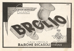 BROLIO La Gran Marca Di Chianti - Pubblicità Del 1937 - Old Advertising - Publicités