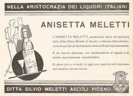 ANISETTA MELETTI Nella Aristocrazia Dei... - Pubblicità Del 1937 - Old Ad - Publicités