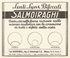 Lenti Lynx Bifocali SALMOIRAGHI - Pubblicità Del 1937 - Old Advertising - Publicités