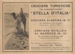 Crociera Algerina Col Vapore STELLA D'ITALIA - Pubblicità 1939 - Old Ad - Advertising