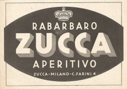 Aperitivo Rabarbaro Zucca - Pubblicità Del 1939 - Old Advertising - Reclame