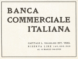 Banca Commerciale Italiana - Pubblicità Del 1940 - Old Advertising - Publicités