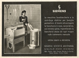 SIEMENS La Macchina Lavabiancheria - Pubblicità Del 1940 - Old Advertising - Reclame